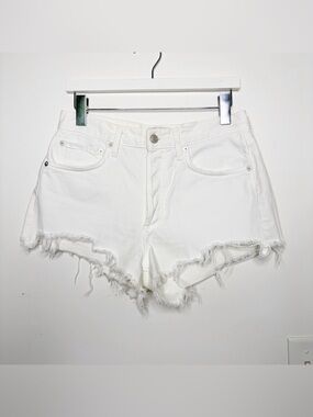 Agolde White Denim Cut Off Parker Shorts